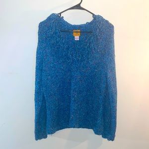Ruby Rd. Blue Knit Confetti V Neck Sweater